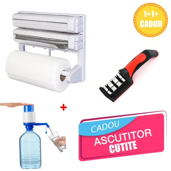 1+1 Organizator pentru Bucatarie 3in1 + Pompa de apa manuala + CADOU Ascutitor Cutite cu Maner