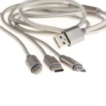 _Cablu de Incarcare 3in1 Samsung, Iphone, Huawei, AllView, Sony, Motorola, Blackberry, MicroUSB, USB tip C, Iphone, Lightning, 1.2 metri, Gri, Textil