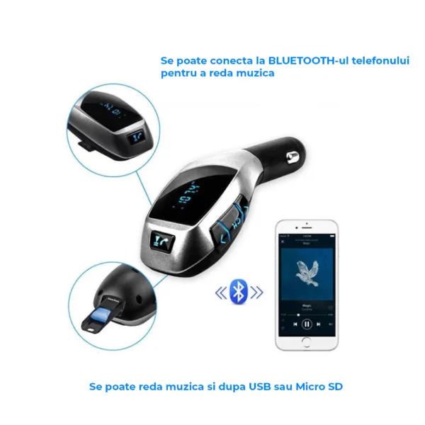 Kit Universal Auto Bluetooth pentru conectare apel telefonic, MP3, Radio FM, Handsfree_Redare_specificatii