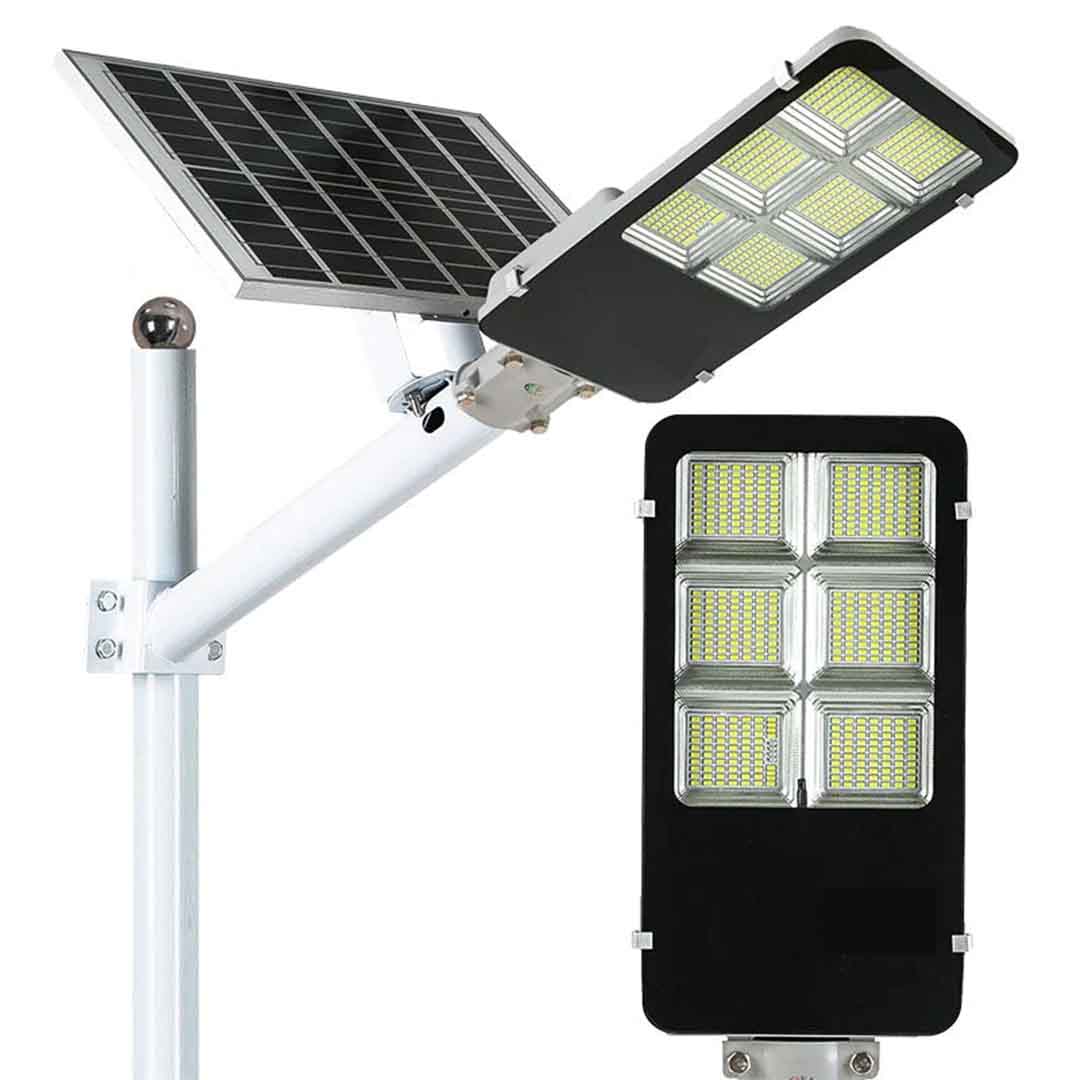 Lampa 400W cu Panou Solar si Suport Metalic – Telecomanda si Senzor Lumina