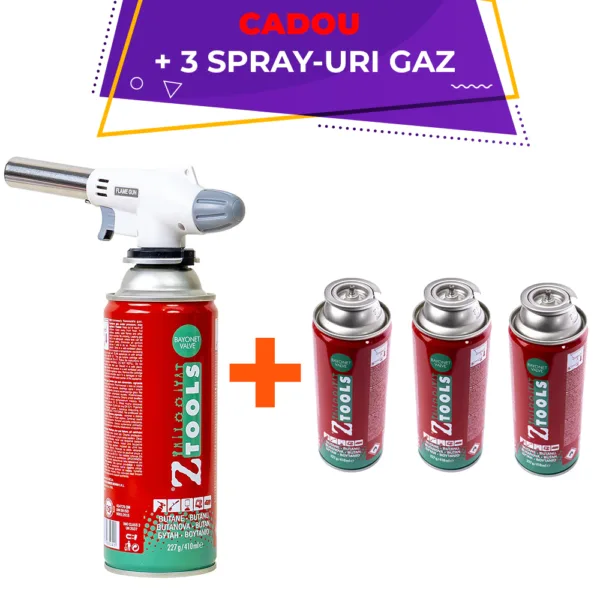 Pistol cu Gaz + 3 Sprayuri Rezerva Cadou