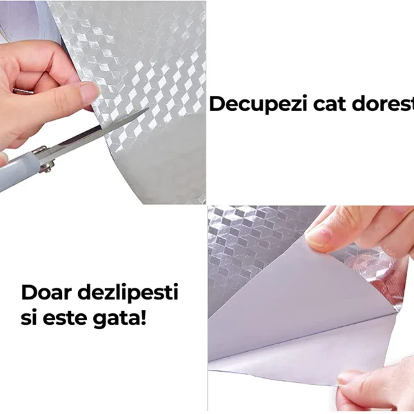 Set 2 x Role Folie Aluminiu Autoadeziva, M3, Argintie pentru Bucatarie 60x300 cm - imagine 5