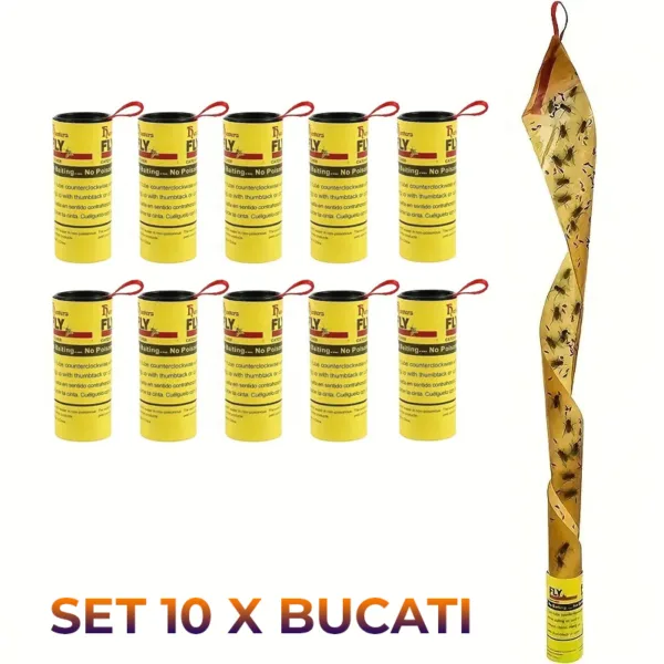 10 x buc Capcane Lipicioase pentru Muste, Tantari cu agatatori pentru fixare usoara