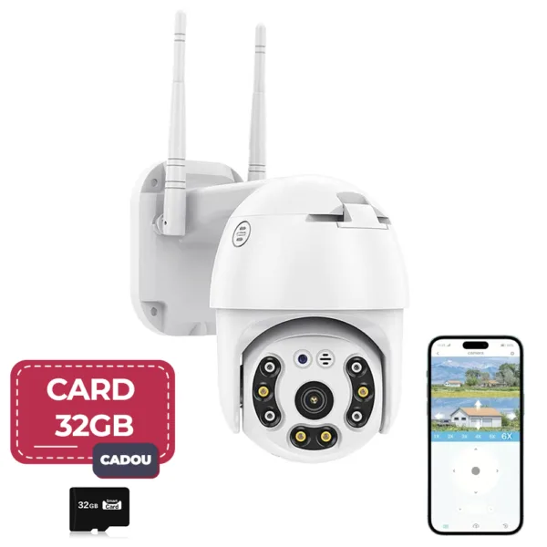 Camera Supraveghere Wireless, V380 Pro, Infrarosu, Senzor Miscare, Microfon, Speaker, Card 32GB Inclus