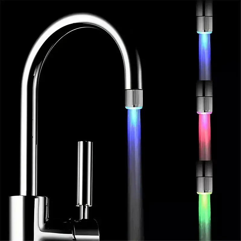 Cap de robinet cu lumina LED, Multicolor Verde, Albastru, Rosu in functie de temperatura apei