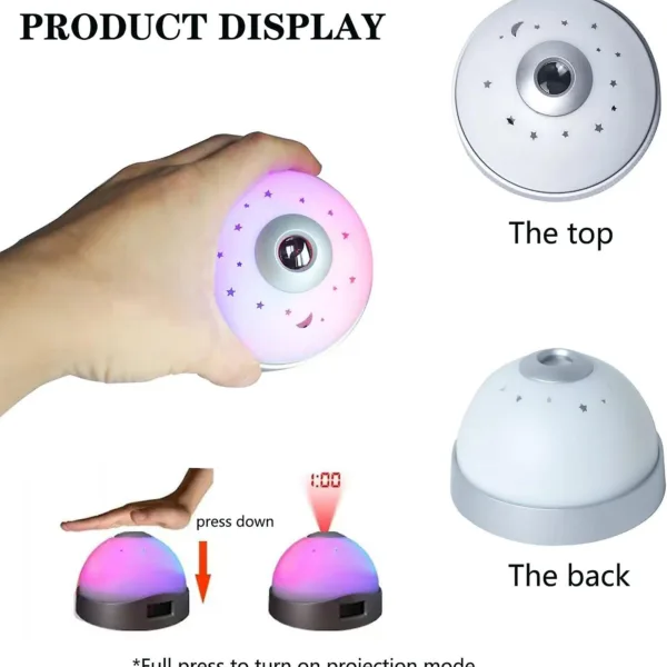 Ceas Digital si Lampa_de Veghe cu Proiectie Holografica pe Tavan - Stelara, Lunara