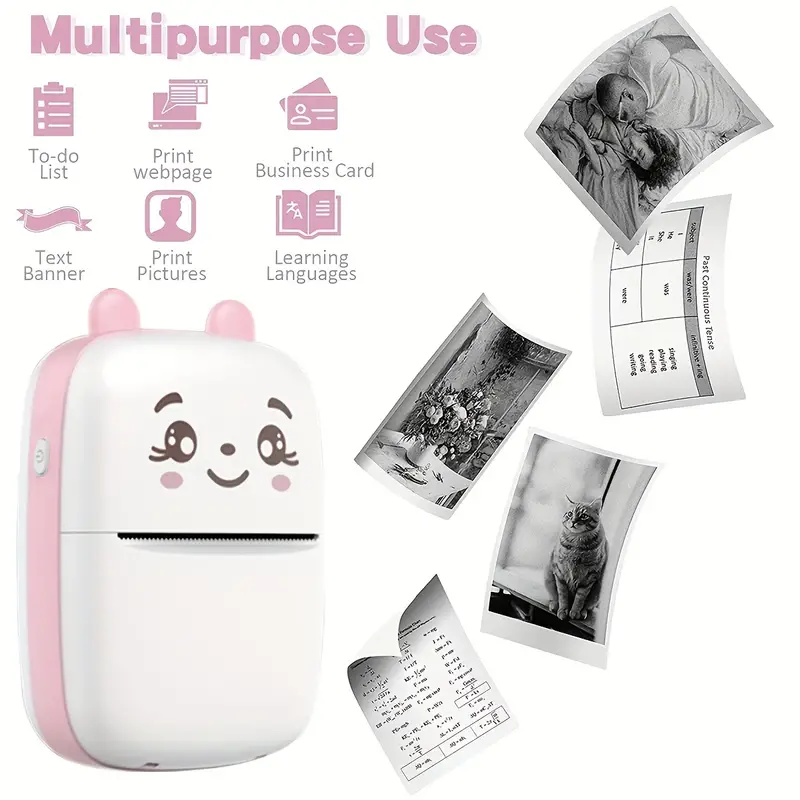 Mini Imprimanta Foto, Sticker, Text, portabila cu conectare telefon prin -Bluetooth + 1 Rola