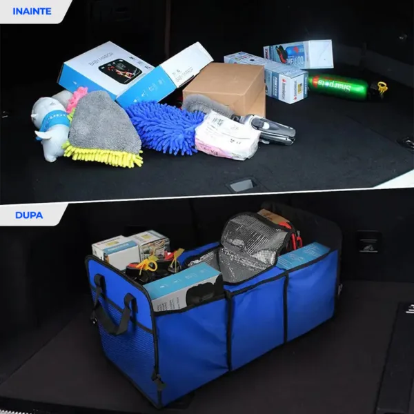 Organizator Universal de Portbagaj, pliabil, echipat cu un spatiu frigorific, destinat masinilor, vehiculelor, SUV-urilor sau camioanelor-
