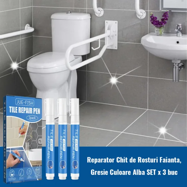 Reparator Chit de Rosturi Faianta, Gresie culoare Alba 3 buc